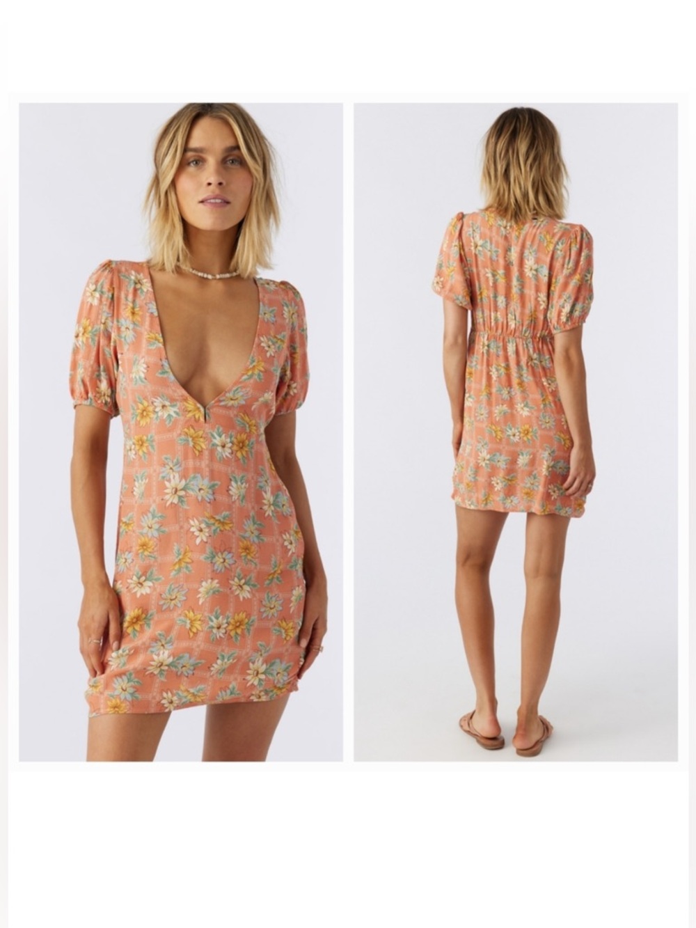 NWT O'Neill Malta V-Neck Dress, Tawny Orange, Size Medium